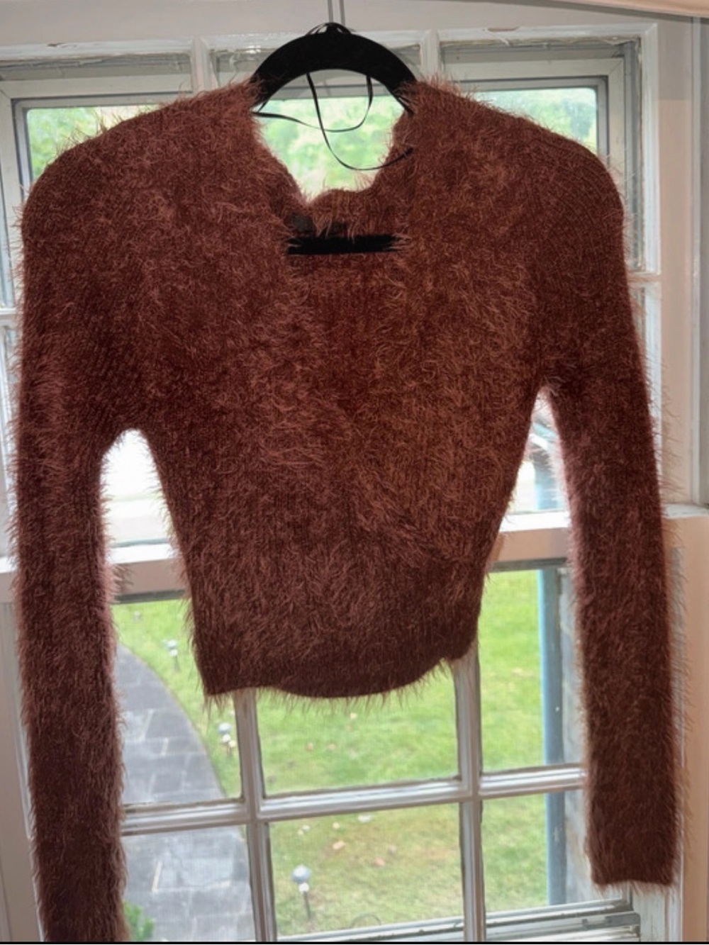 Love Tree Fuzzy Crop Sweater in Rose Mauve